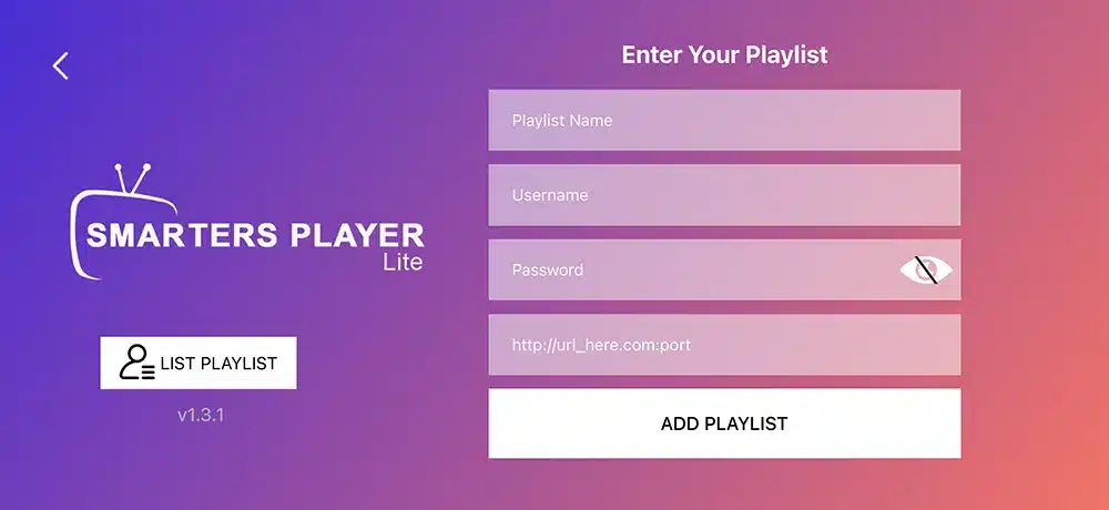 Login Details Iron TV Max iPhone